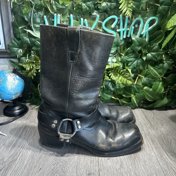 Square Toe Harness Boots Mens Motorcycle Brown Leather 70s Cats Paw Size 9.5 main image 9